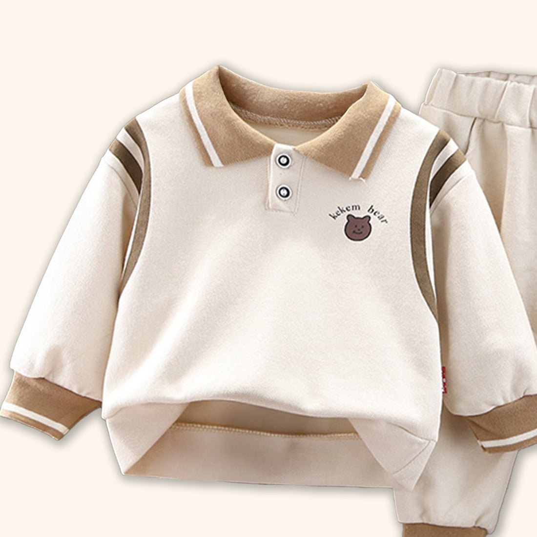 BOY'S BEIGE SWEATSHIRT PANT SET