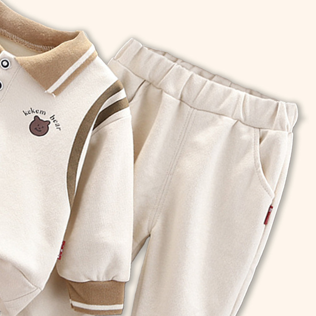 BOY'S BEIGE SWEATSHIRT PANT SET