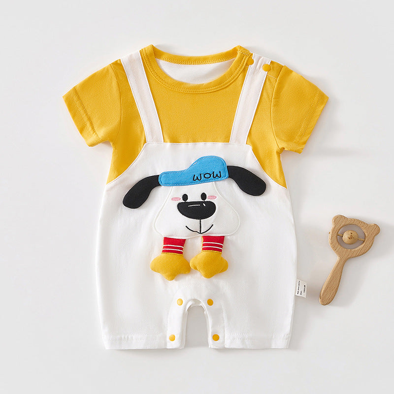 Cute Dog Applique Baby Jumpsuit