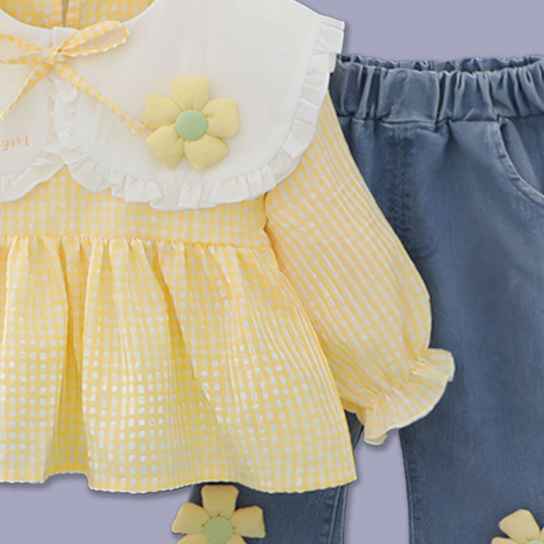 GIRL'S FLORAL TOP AND JEANS SET