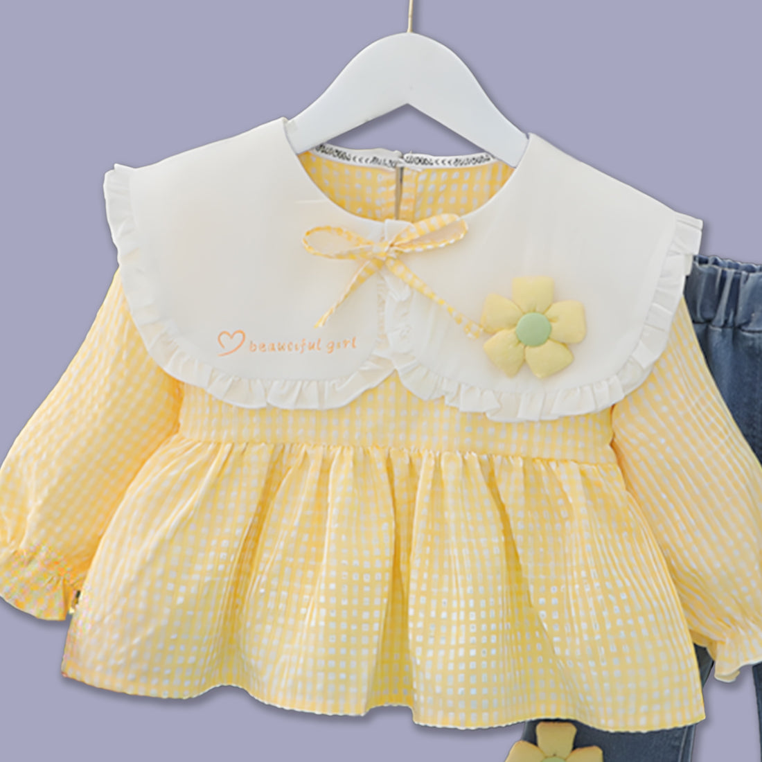 GIRL'S FLORAL TOP AND JEANS SET