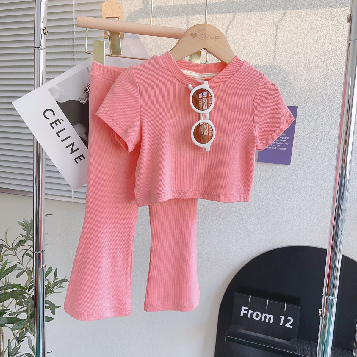 StyleCast x Revolte | Girls Round Neck Short Sleeves T-shirt with Trousers