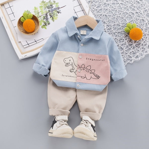 Cool Blue Summer Shirt with Pants Set