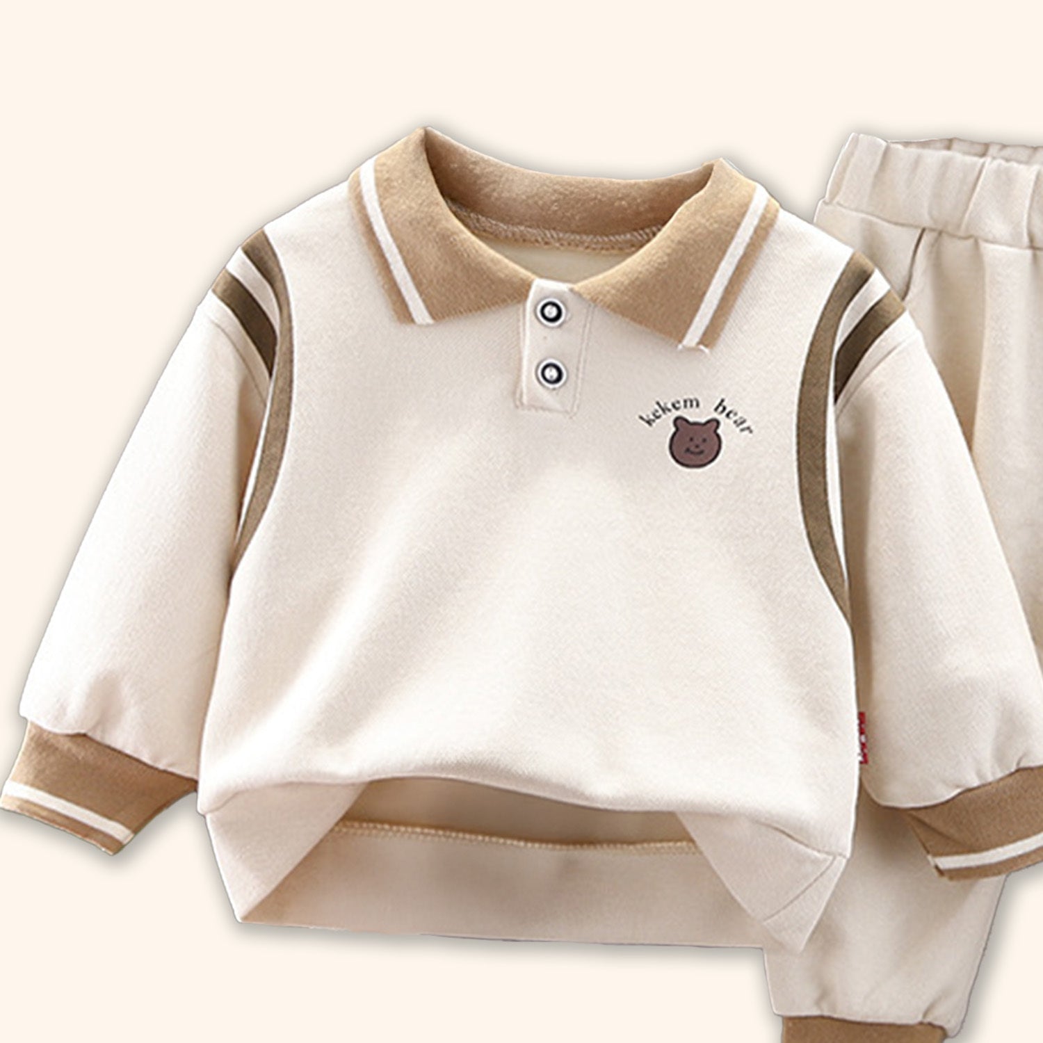 BOY'S BEIGE SWEATSHIRT PANT SET