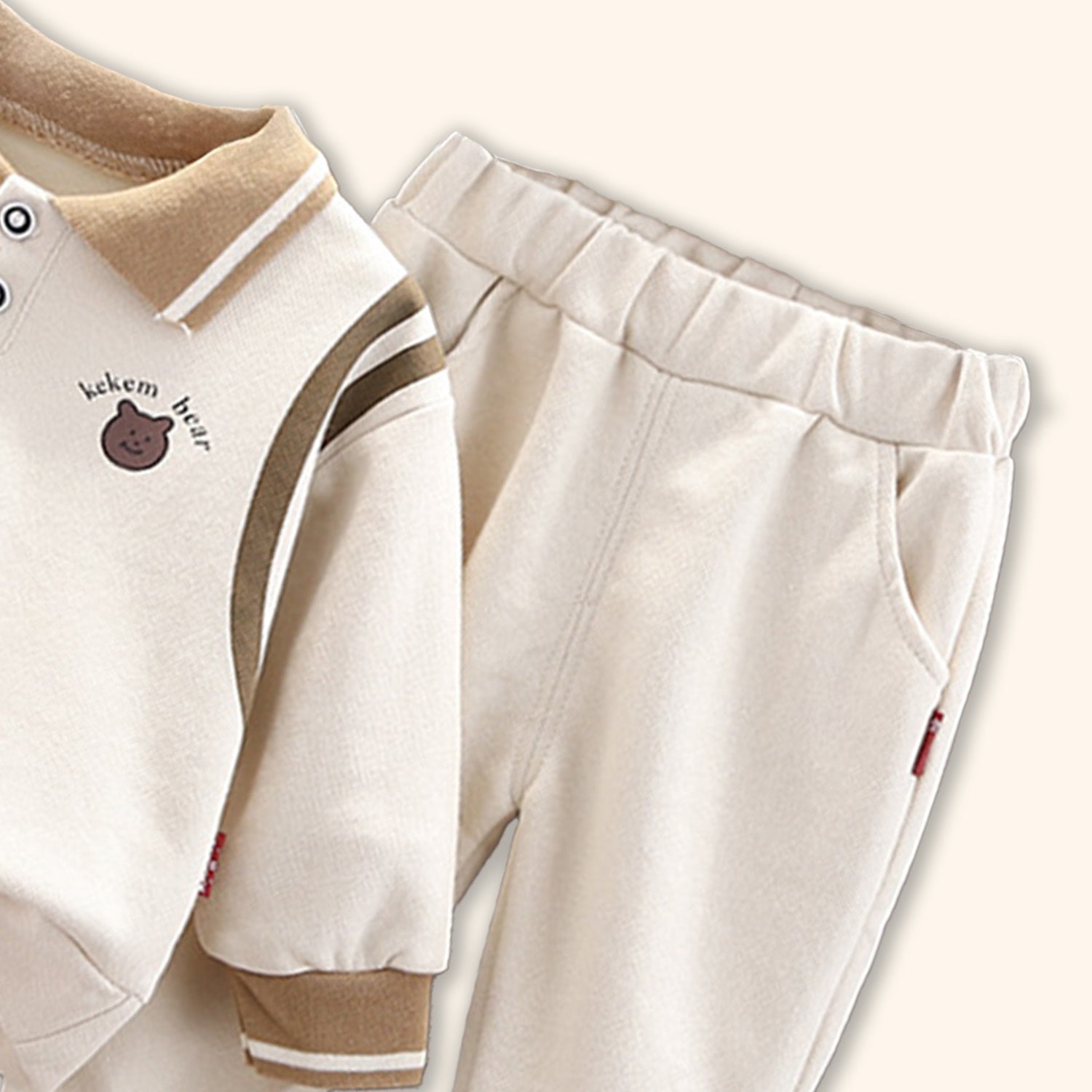 BOY'S BEIGE SWEATSHIRT PANT SET