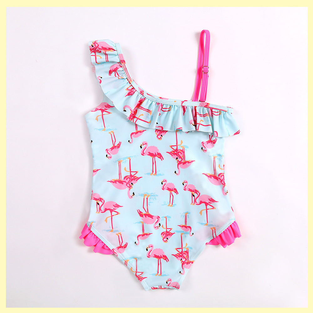 One shoulder girl's swimwear