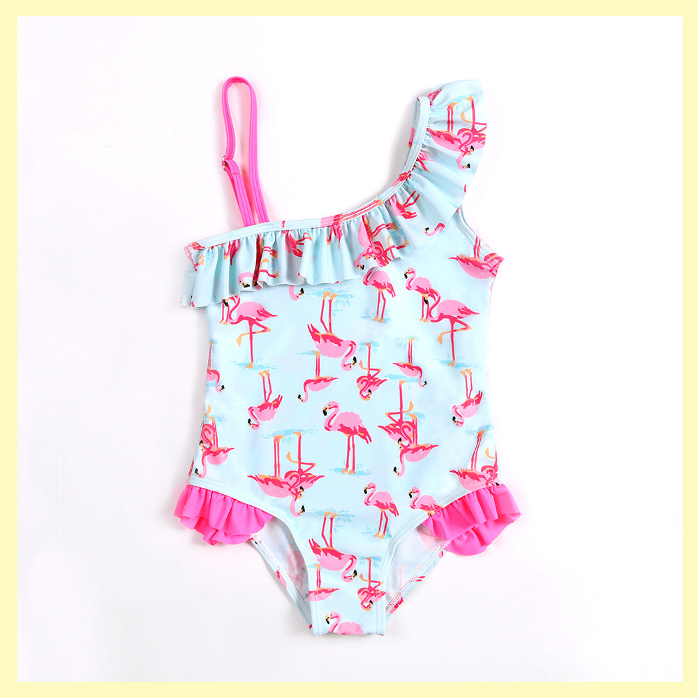 One shoulder girl's swimwear