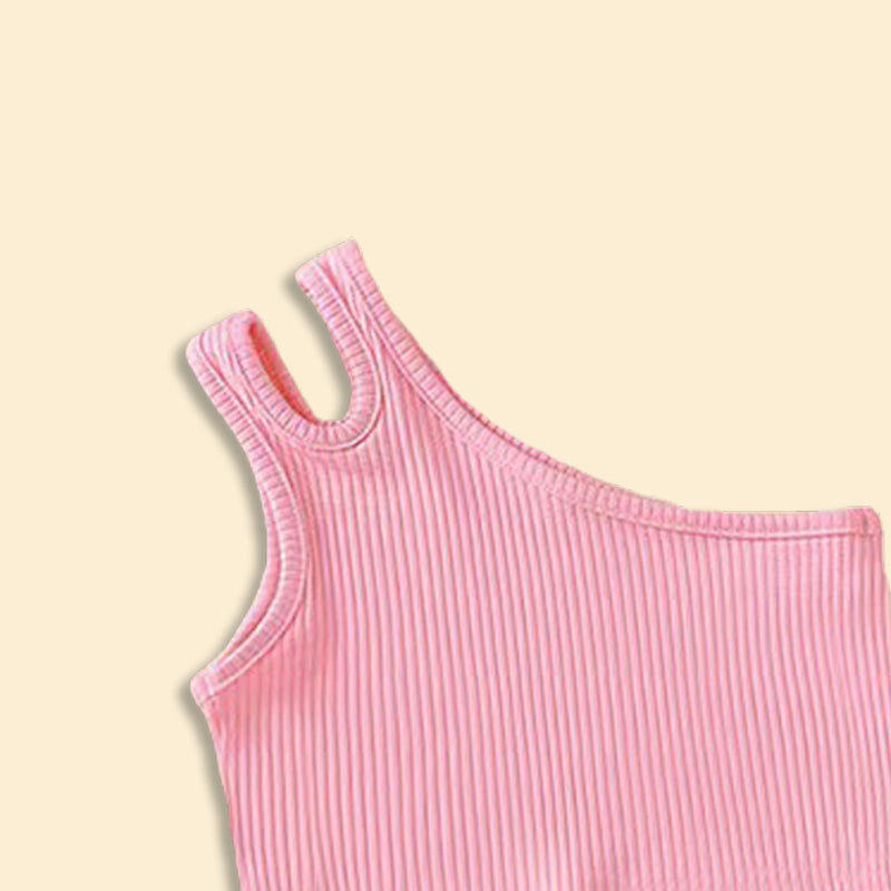 One shoulder top with short set
