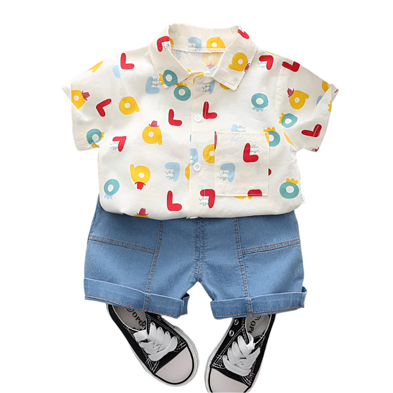 Alphabet shirt with shorts