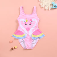 Fuchsia swan girl's swimwear