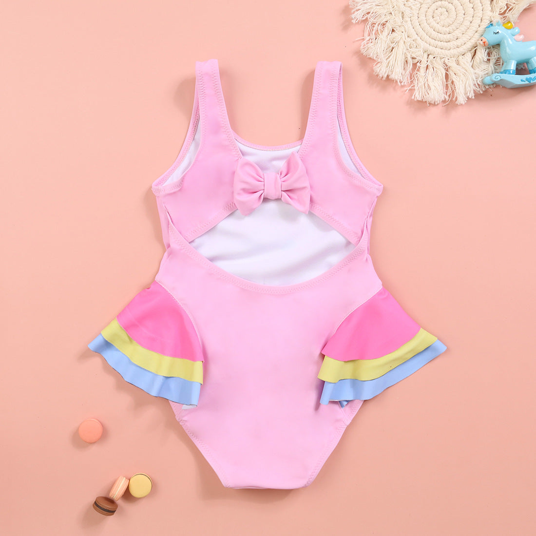 Fuchsia swan girl's swimwear