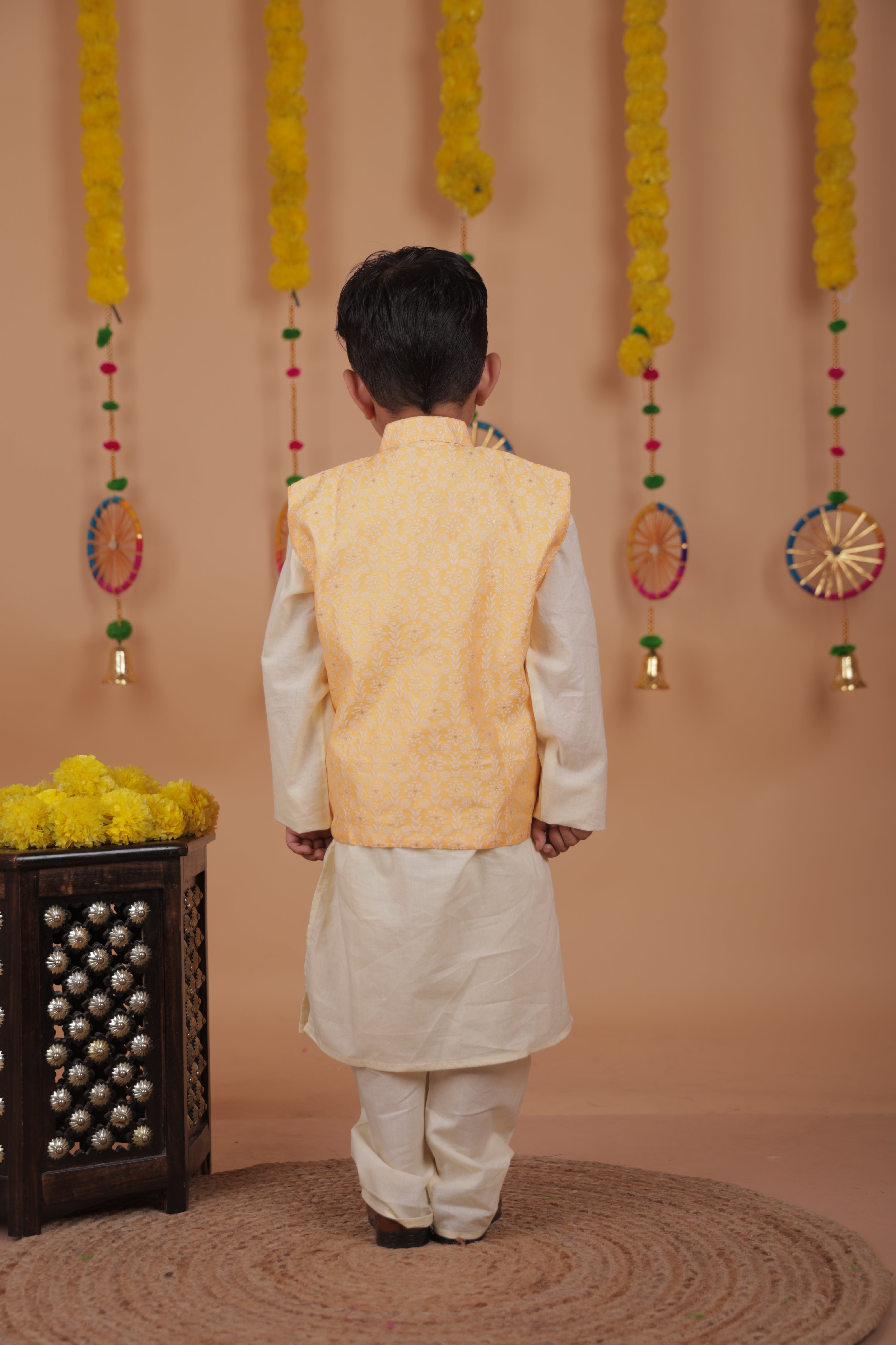 Sunehri Charm Kurta Set with Nehru Jacket