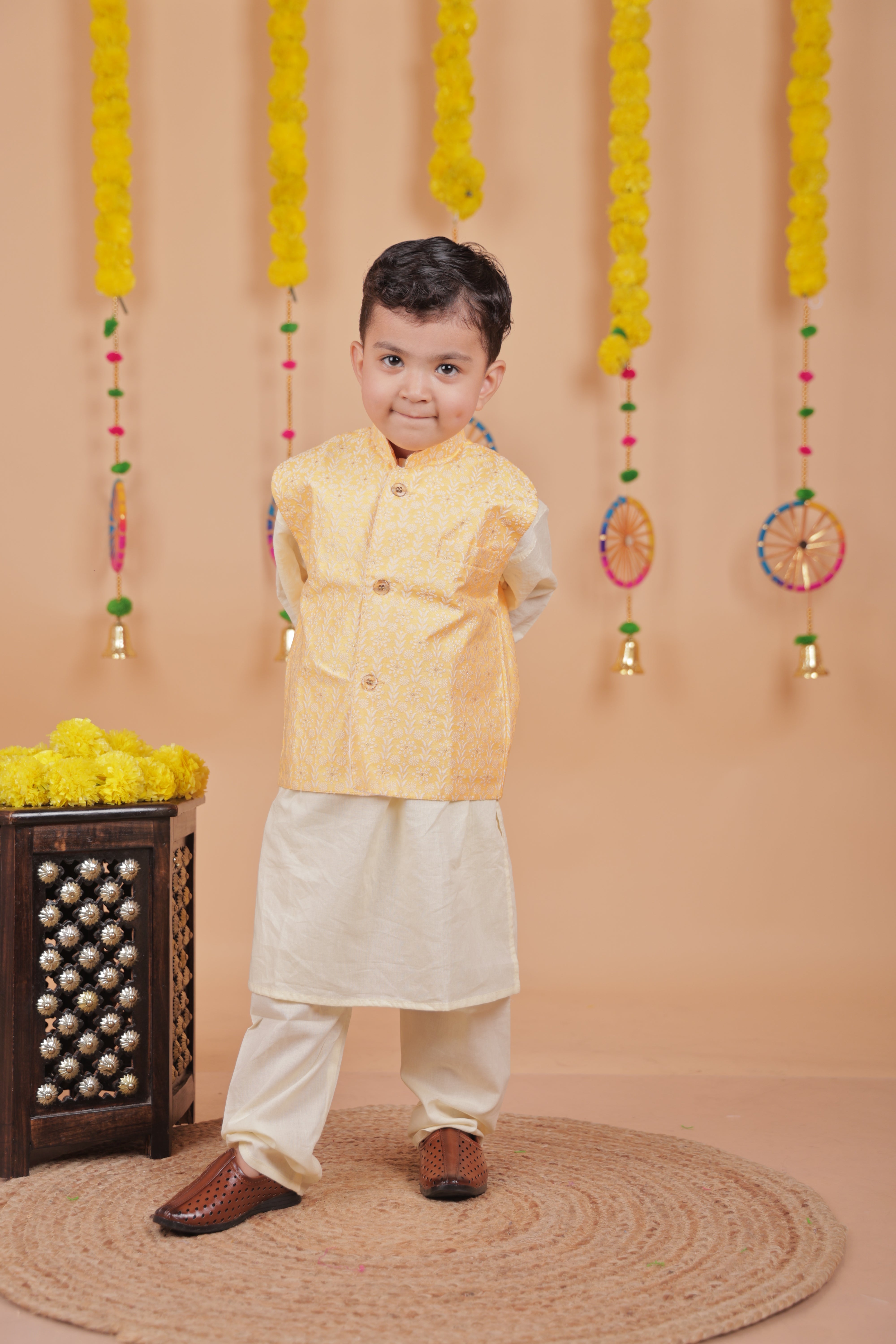 Sunehri Charm Kurta Set with Nehru Jacket