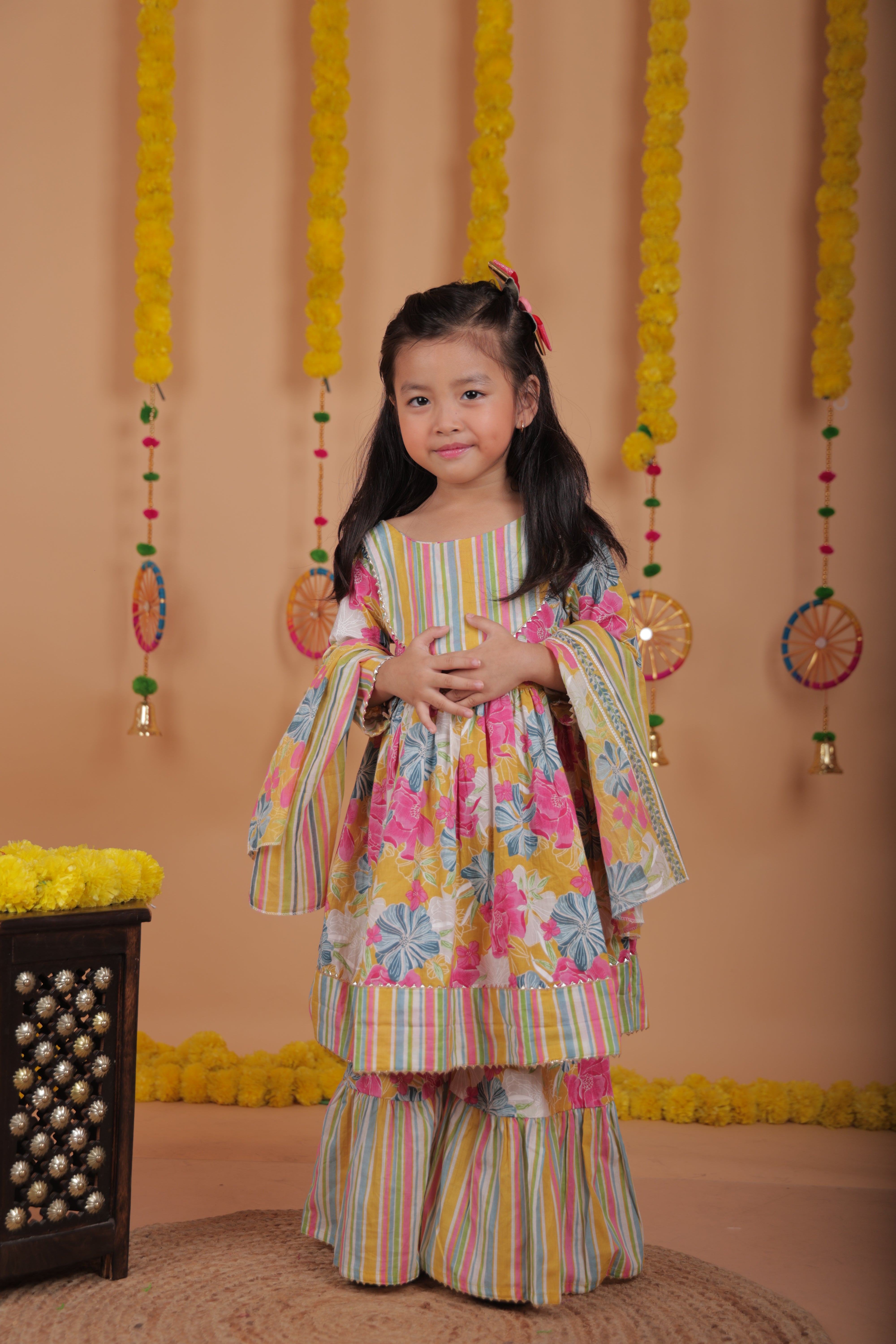 Sharara Set - Printed kurti top with sharara pants