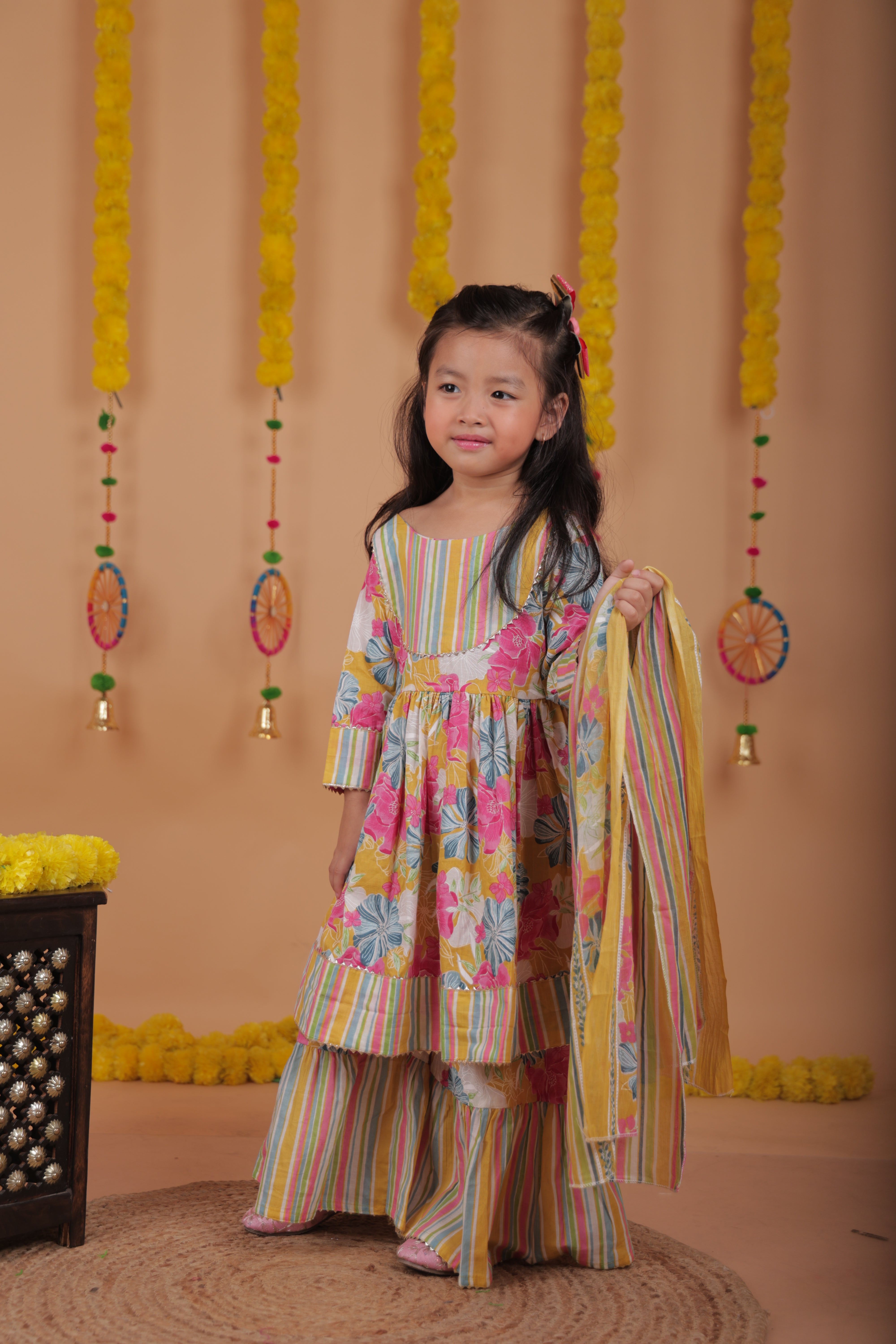 Sharara Set - Printed kurti top with sharara pants