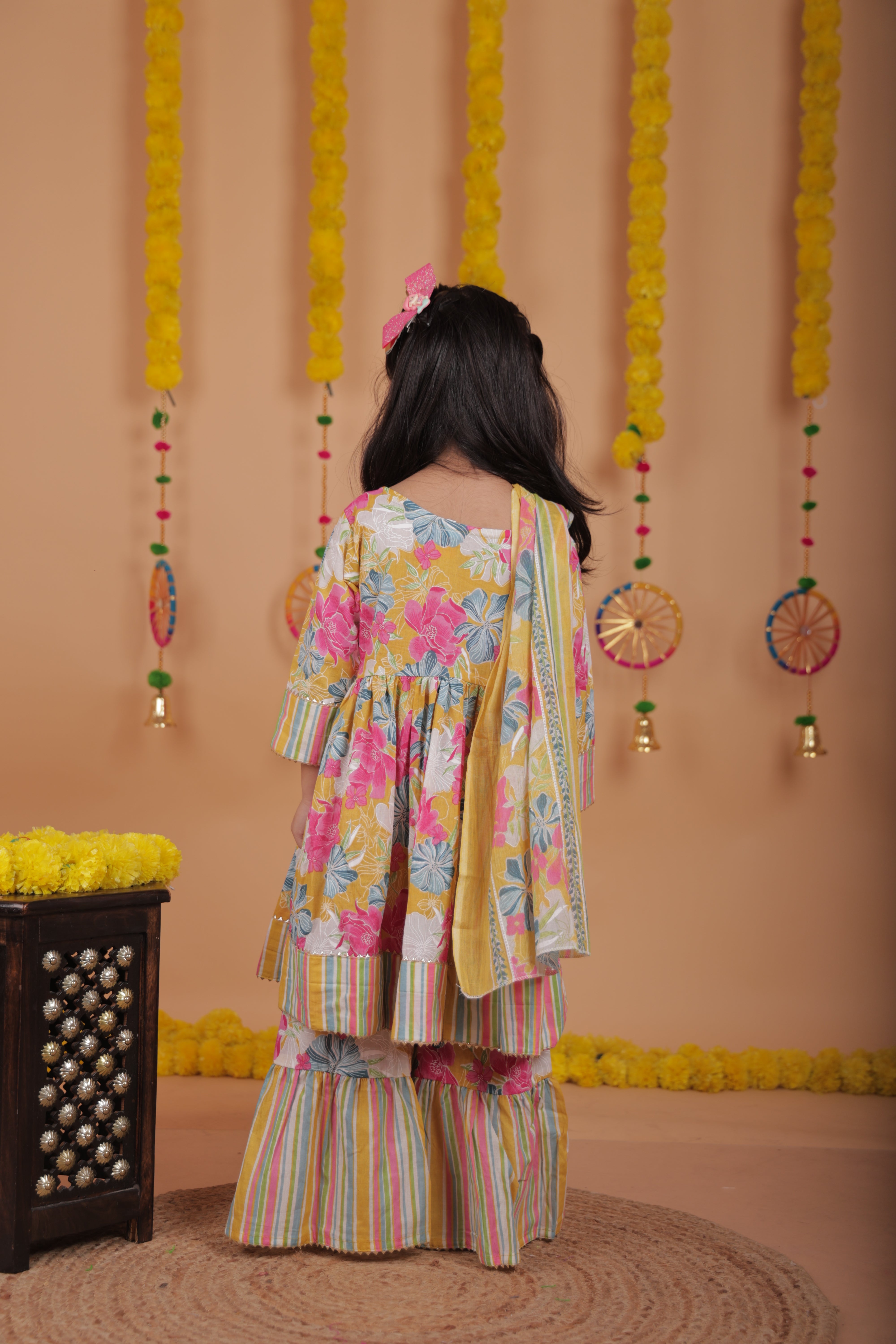 Sharara Set - Printed kurti top with sharara pants