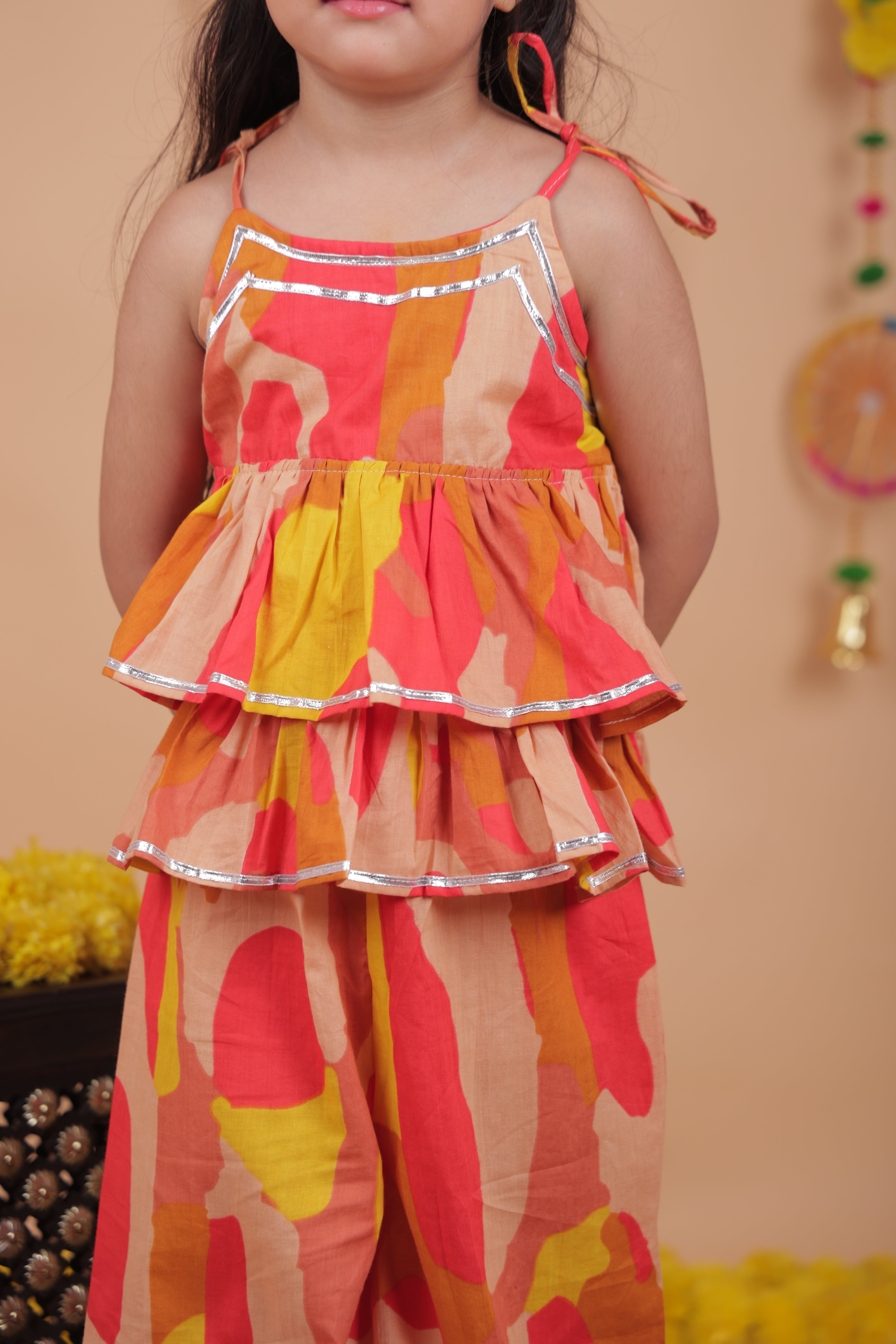 Saanjh Peach Blossom Kurta & Pant Ethnic Set