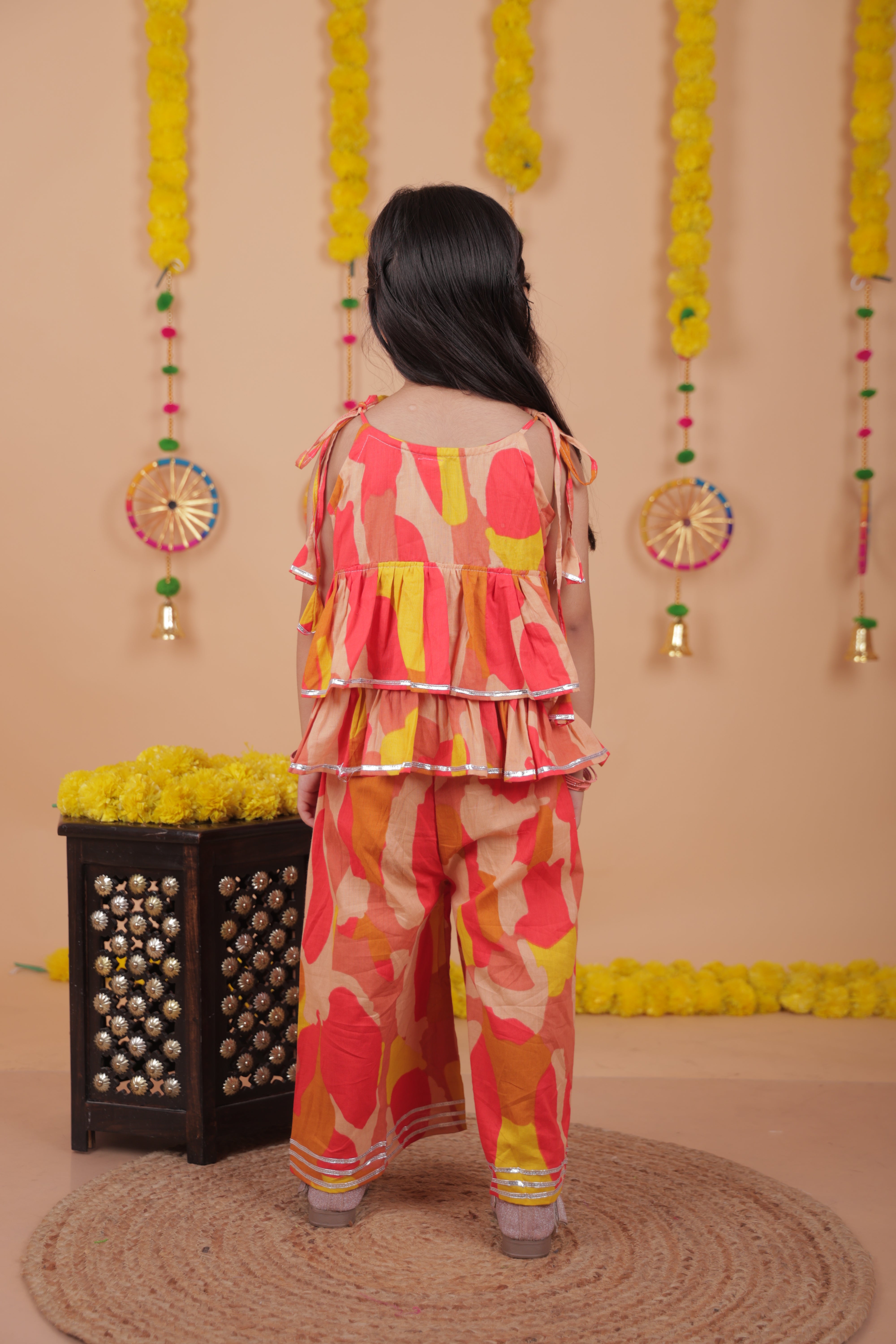 Saanjh Peach Blossom Kurta & Pant Ethnic Set