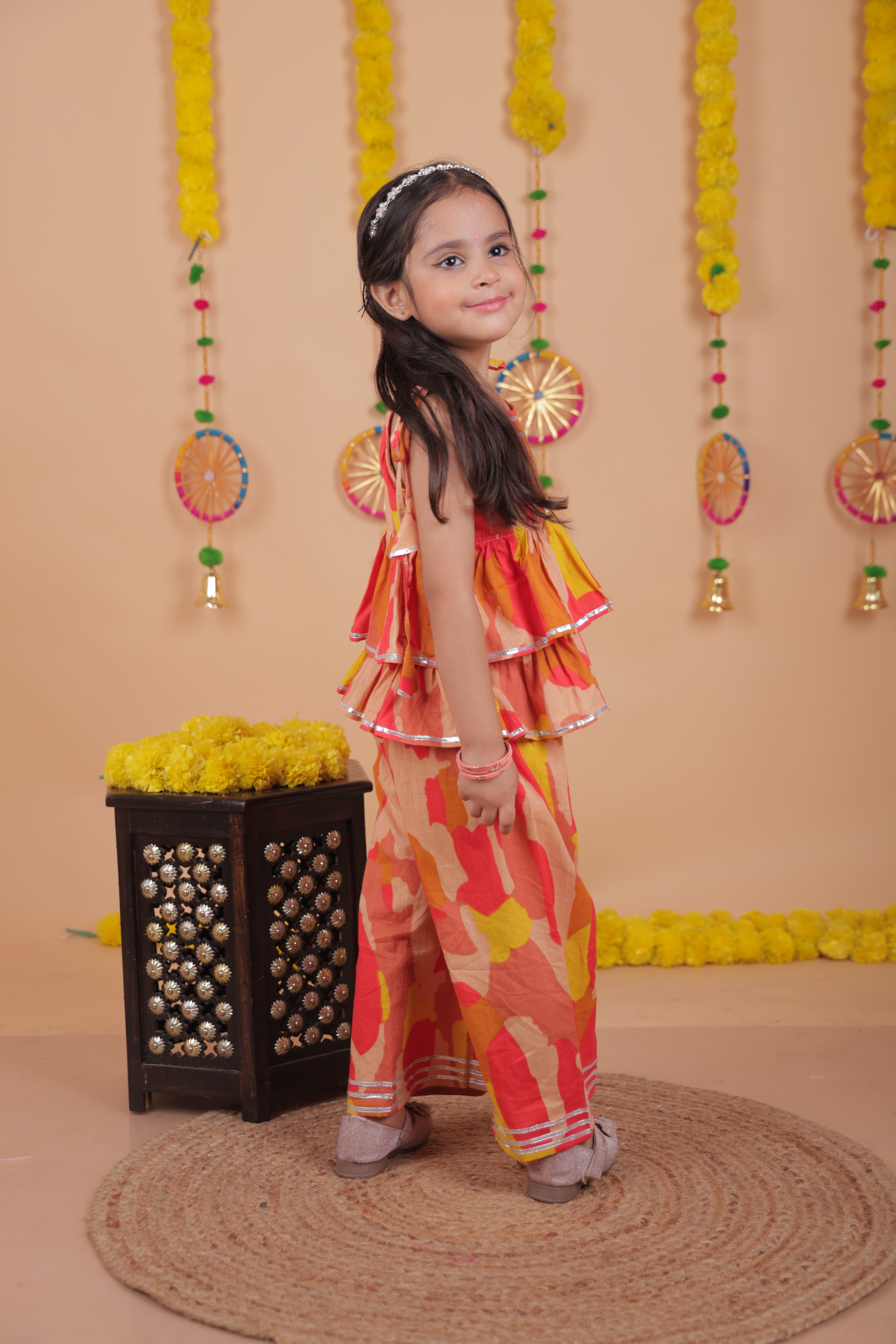 Saanjh Peach Blossom Kurta & Pant Ethnic Set