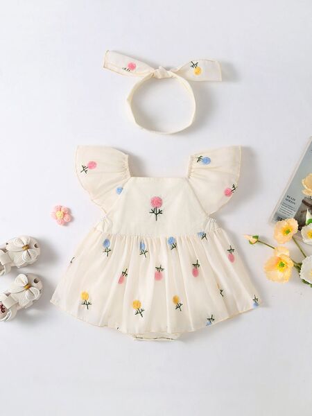 Little Daisy Embroidered Baby Romper Set