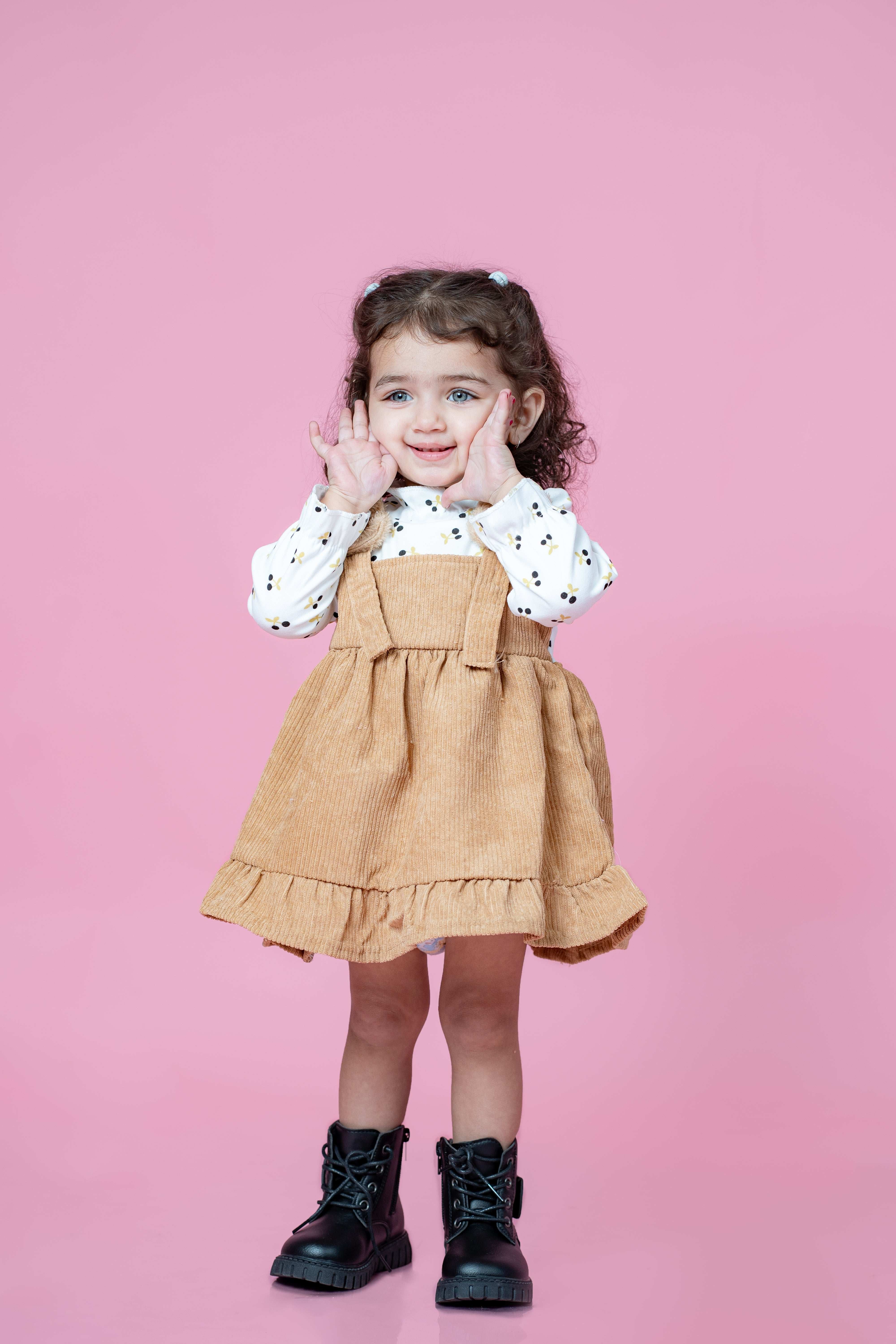 GIRL'S BROWN KITTY DRESS