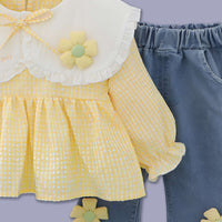 GIRL'S FLORAL TOP AND JEANS SET