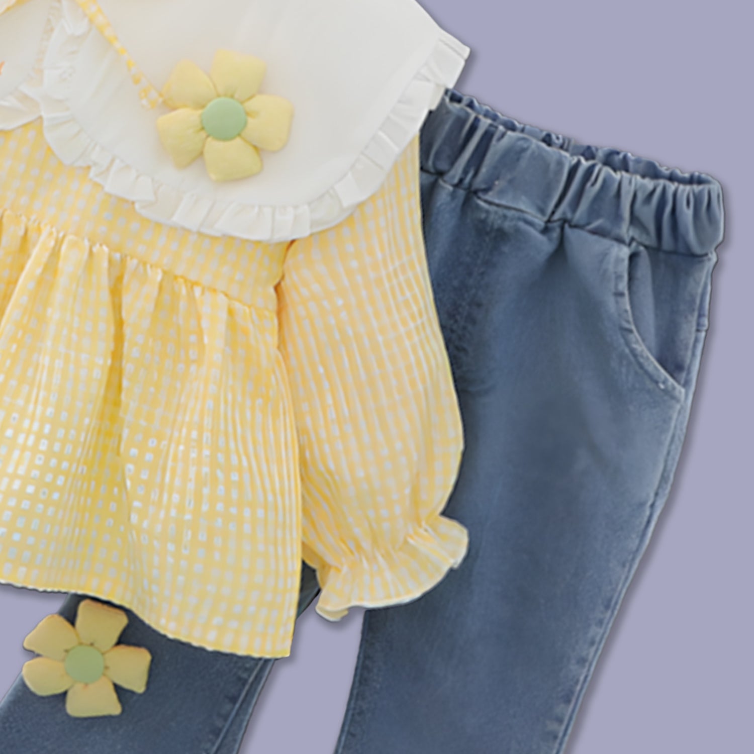 GIRL'S FLORAL TOP AND JEANS SET