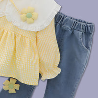 GIRL'S FLORAL TOP AND JEANS SET
