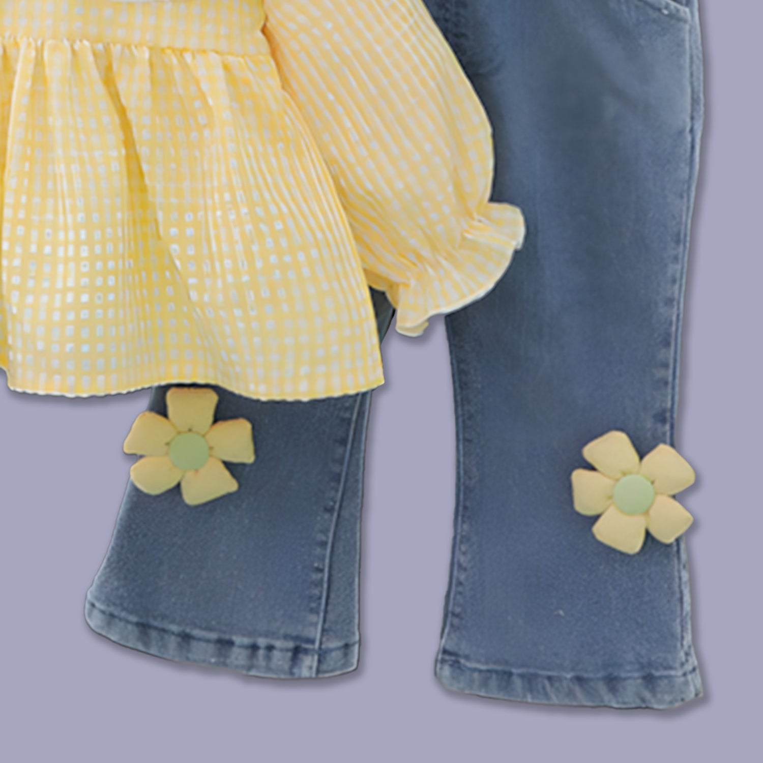 GIRL'S FLORAL TOP AND JEANS SET