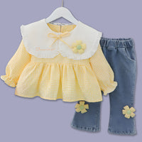 GIRL'S FLORAL TOP AND JEANS SET