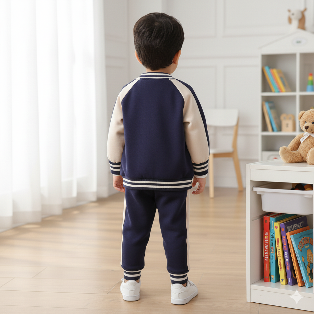 Baby Boy Varsity 3-Piece Set – Jacket, T-Shirt & Pants - Casual Sportswear Outfit
