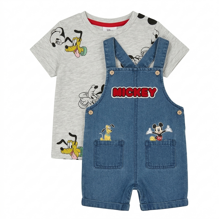 Mickey Mouse Denim Dungaree Set for Kids – 2 Piece Outfit