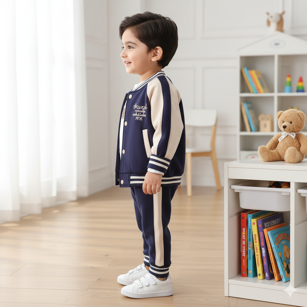Baby Boy Varsity 3-Piece Set – Jacket, T-Shirt & Pants - Casual Sportswear Outfit