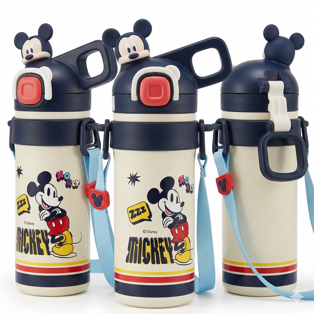 Disney Mickey & Lotso Theme Stainless Steel Water Bottle – 600 ml (3D Character Cap)