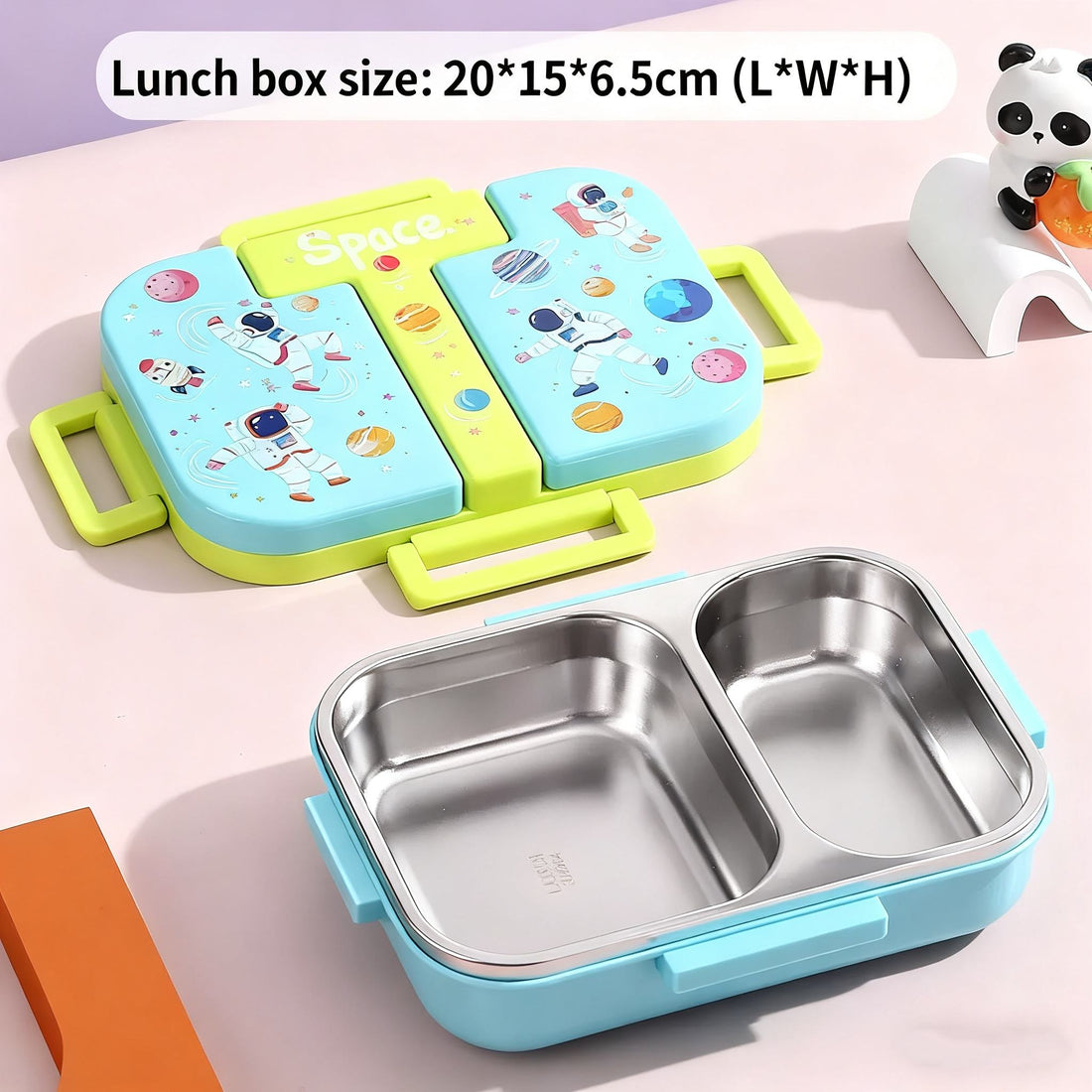 Space Adventure Stainless Steel Kids Lunch Box with Compartments | Leak-Resistant Bento Lunch Box for School