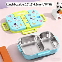 Space Adventure Stainless Steel Kids Lunch Box with Compartments | Leak-Resistant Bento Lunch Box for School