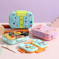 Space Adventure Stainless Steel Kids Lunch Box with Compartments | Leak-Resistant Bento Lunch Box for School