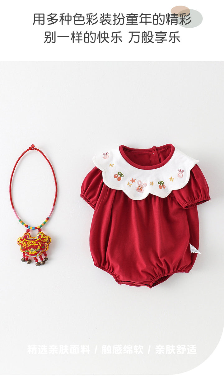 Sweet Cherry Bubble Baby Romper | Cute Cotton Baby Outfit
