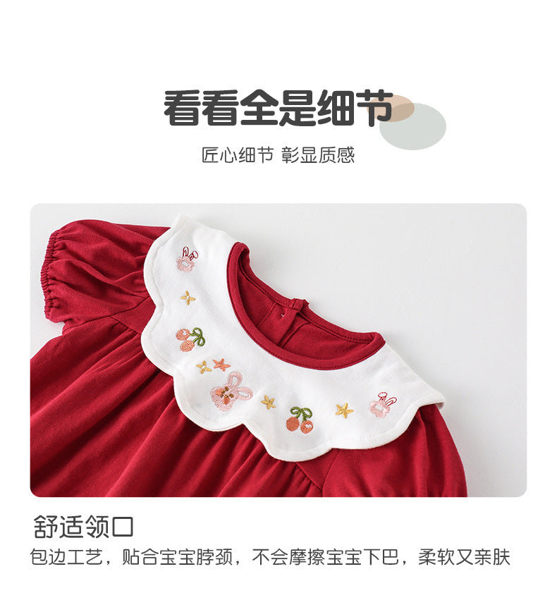 Sweet Cherry Bubble Baby Romper | Cute Cotton Baby Outfit