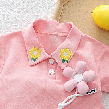 GIRLS PINK CUTE T-SHIRT AND SHORTS SET