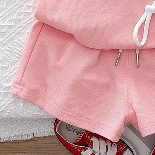 GIRLS PINK CUTE T-SHIRT AND SHORTS SET