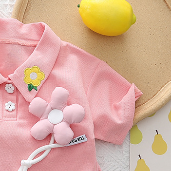 GIRLS PINK CUTE T-SHIRT AND SHORTS SET