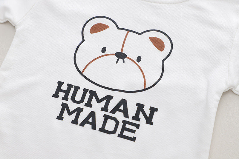 Boys’ Striped Cotton Shirt Set – 3-Piece Casual Outfit (Bear Print T-Shirt, Striped Shirt & Jeans)