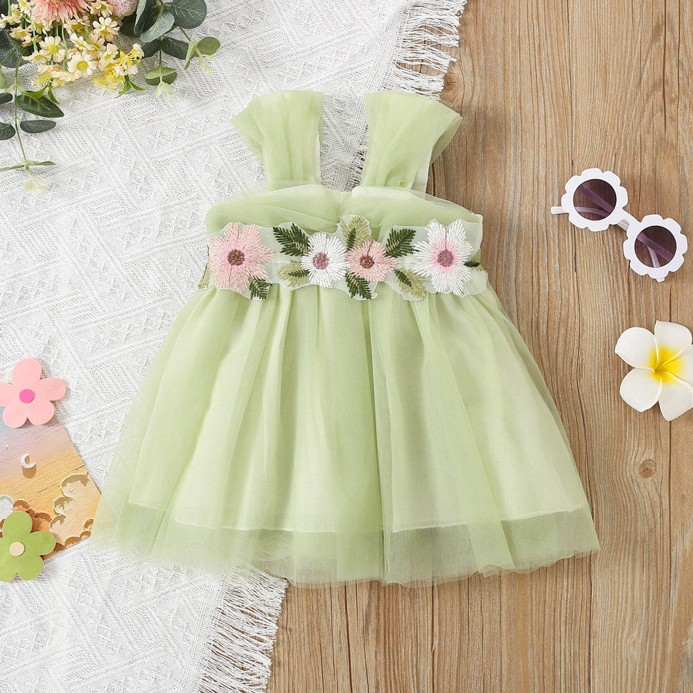 Girl's green flowers dress