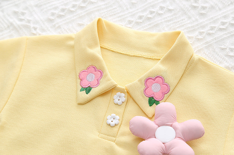 GIRLS YELLOW CUTE T-SHIRT AND SHORTS SET