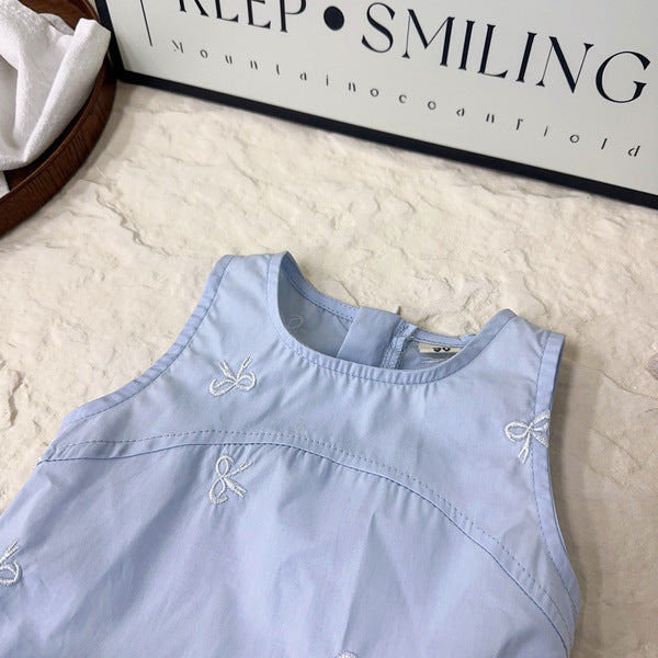 Blue Sleeveless Cotton Dress for Girls