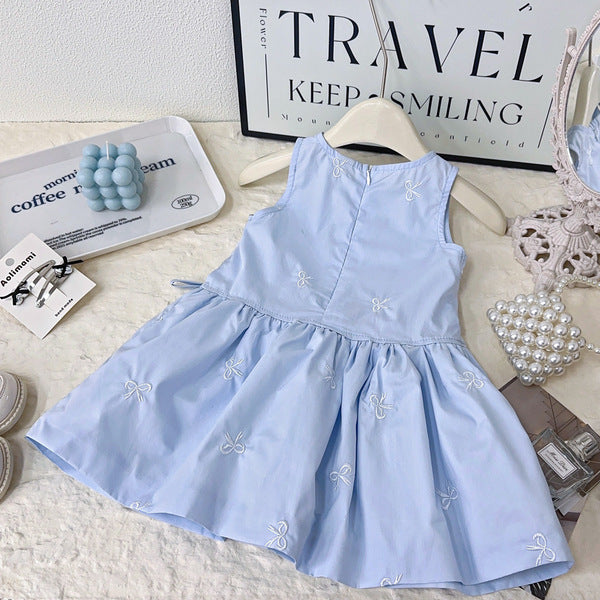Blue Sleeveless Cotton Dress for Girls