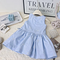 Blue Sleeveless Cotton Dress for Girls