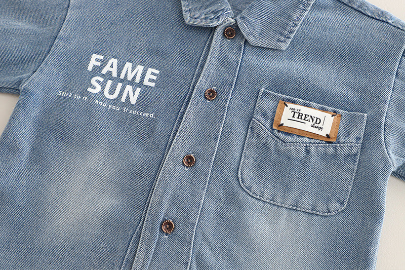 Boy's Long Sleeve Denim Jacket Set – Casual 3-Piece Outfit (T-Shirt, Denim Shirt & Jeans)