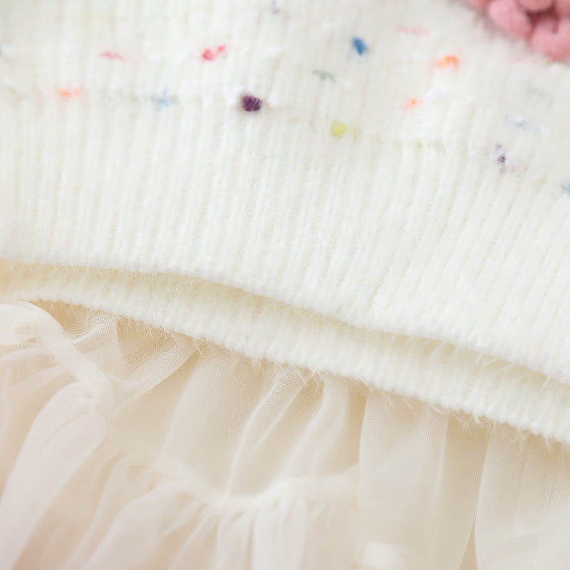 Baby Girl Knitted Heart Sweater & Tutu Skirt Set – Winter Party Dress